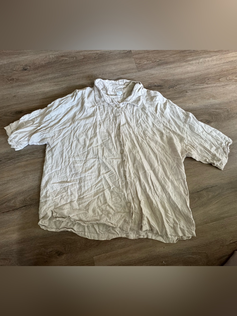 Adult large cream Button-Up Casual Linen shirt